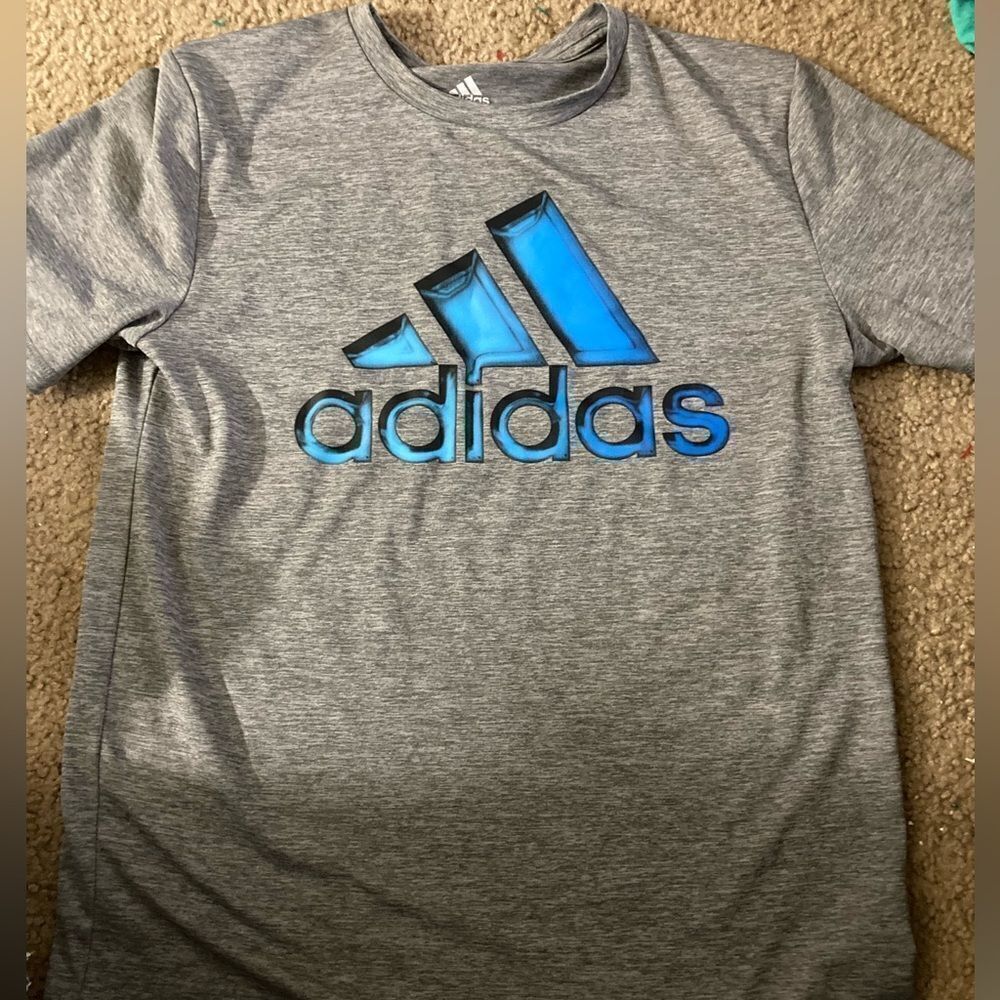 Adidas Blue and Gray Athletic Tshirt